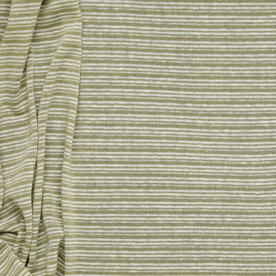 Cotton/ Linen Striped Jersey - Olive Green