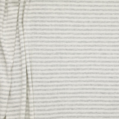 Cotton Stripe 1x1 Rib - Grey Marle + Natural