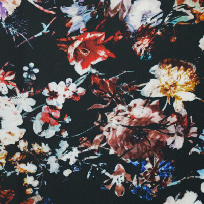 100% Polyester Floral Satin - Multicolour