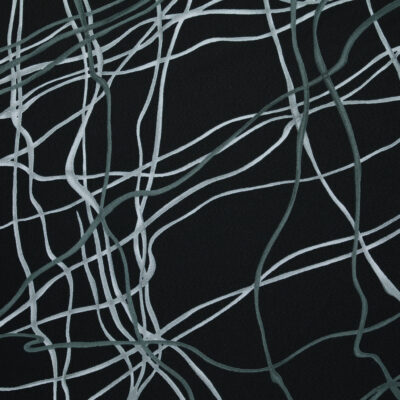 "Squiggle" Printed Polyester Crepe de Chine - Black
