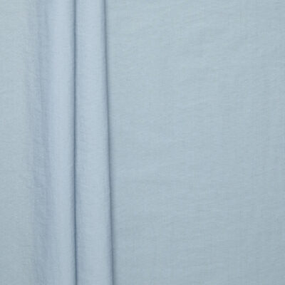 Silver grey tech nylon fabric, flat lay showing full width, crisp texture, and subtle sheen
