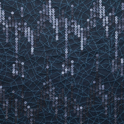 Embroidered Sequin Chiffon - Navy