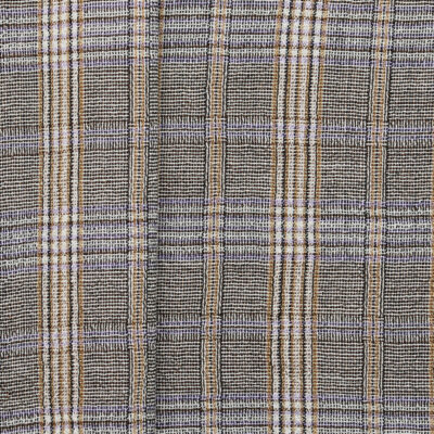 Wool/ Silk/ Cotton Textured Check - Lilac/ Fawn