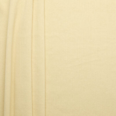 Japanese cotton PU rib knit fabric in Sand, flat lay showing texture and overall width