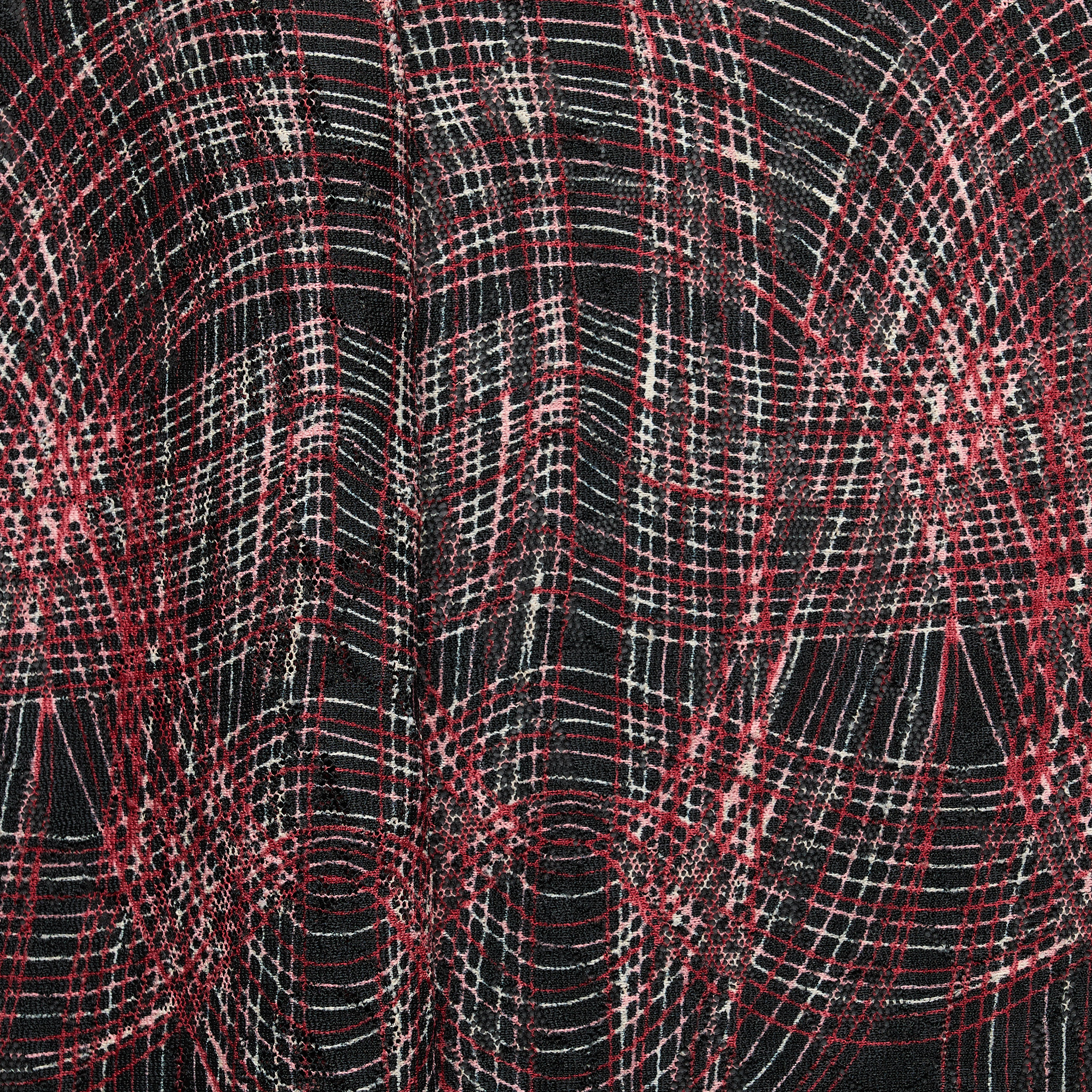 "Lloyd Wright" Printed Stretch Lace - Black/ Red