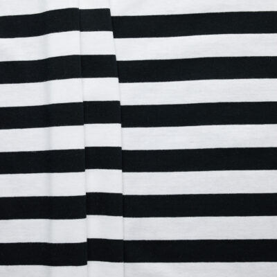 100% Cotton Stripe Jersey - Black/ White