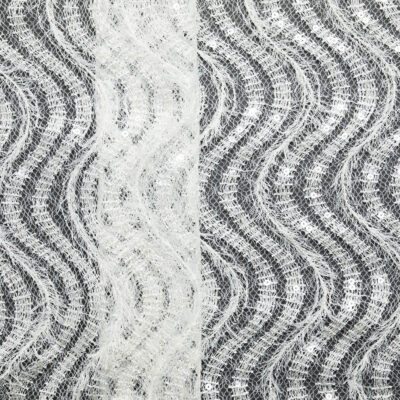 Sequin Feather Embroidered Tulle 'Karma' - Ivory