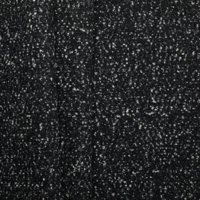 Virgin Wool Polyester Italian Boucle Coating - Black